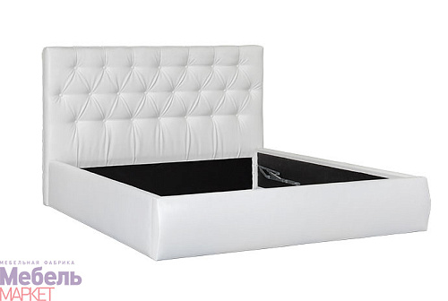 Мягкая кровать "Монако 1" (светлая кожа)