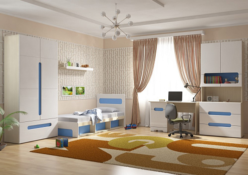 Молодежная спальня "Палермо Юниор" с синими вставками