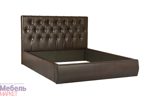 Мягкая кровать   "Монако 1"  (темная кожа) 